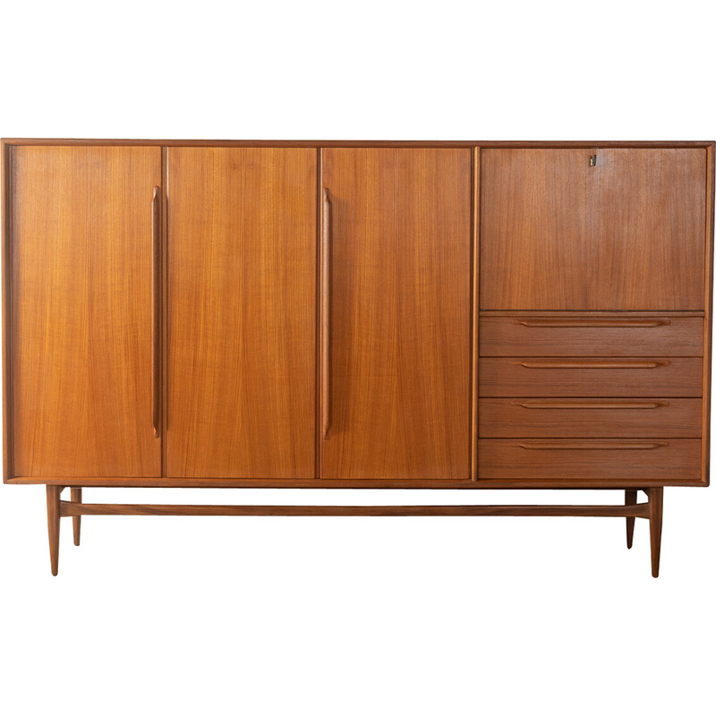 Teca Vintage Highboard para Heinrich Riestenpatt, Alemanha Anos 60