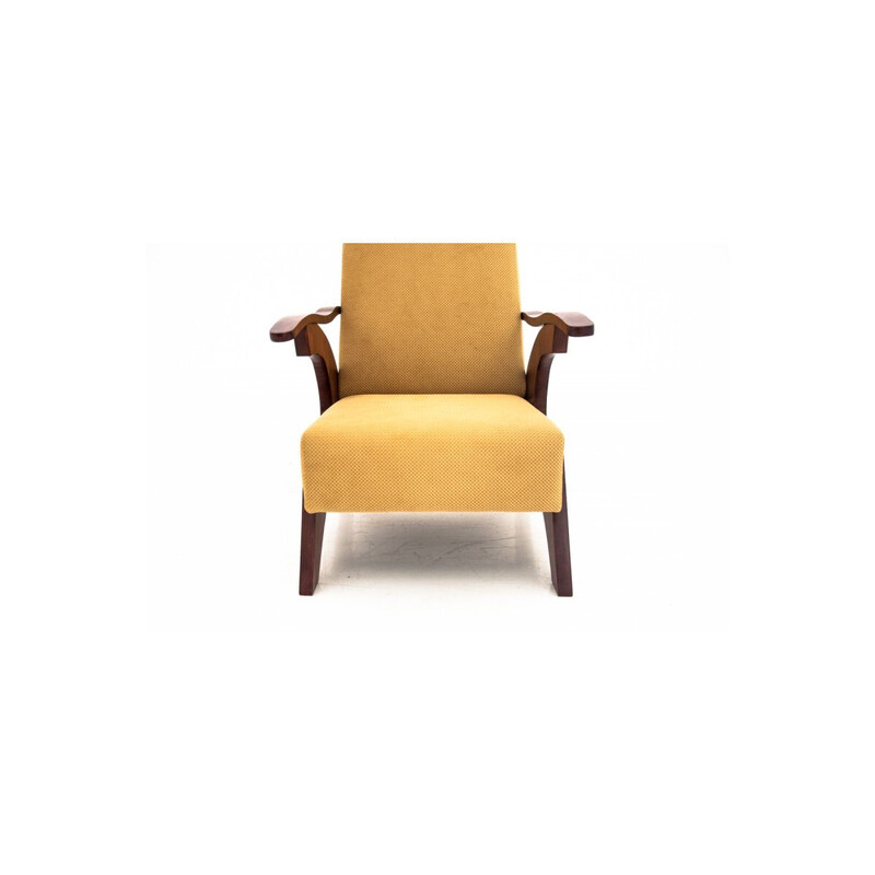 Pair of vintage yellow vintage armchairs, Poland 1960s