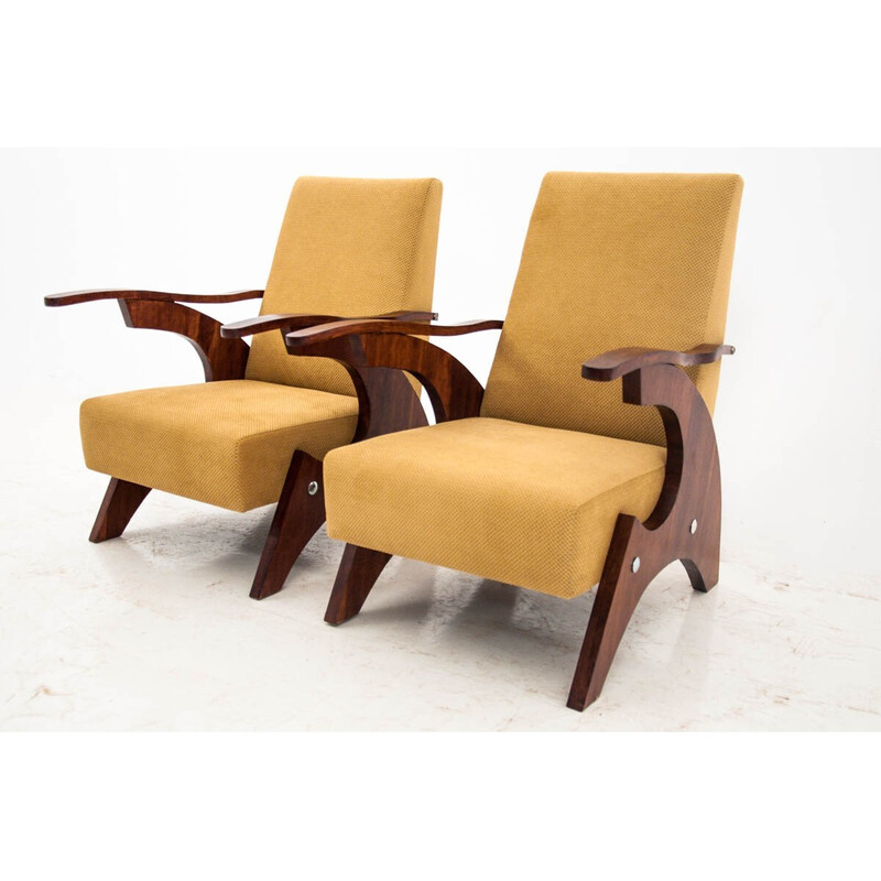 Paar gele vintage fauteuils, Polen 1960