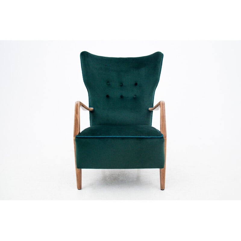 Vintage groene fauteuil, Noord-Europa 1960