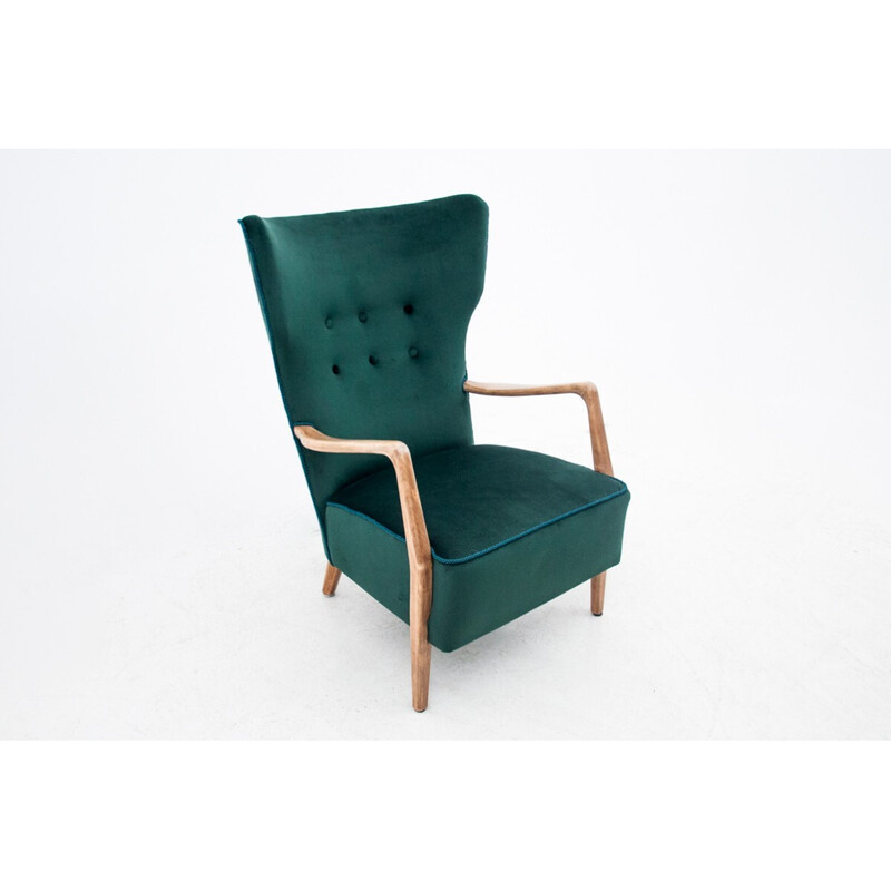 Vintage groene fauteuil, Noord-Europa 1960