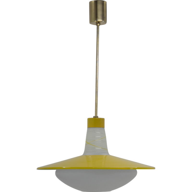 Vintage yellow pendant lamp by Kamenicky Senov, 1960