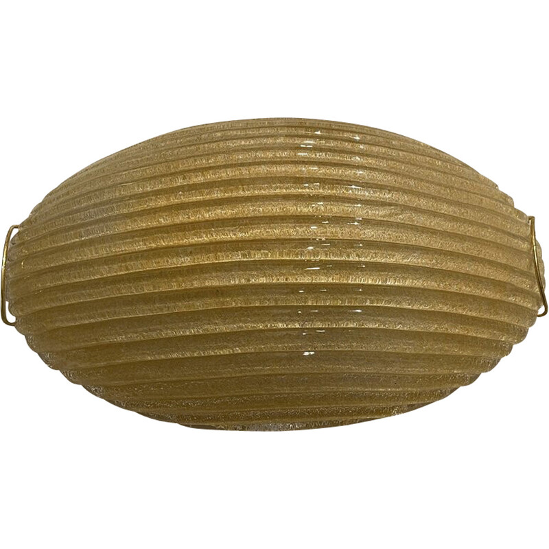 Lampada da soffitto vintage in vetro di Murano dorato, 1970