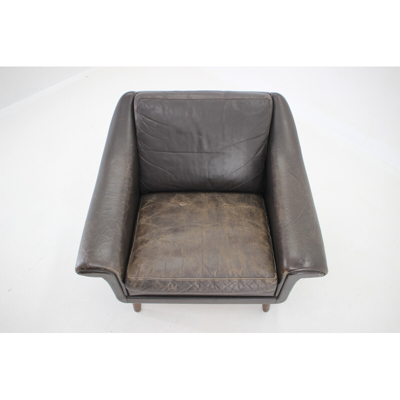 Vintage ''Matador" leather Danish armchair by Aage Christiansen, 1960s