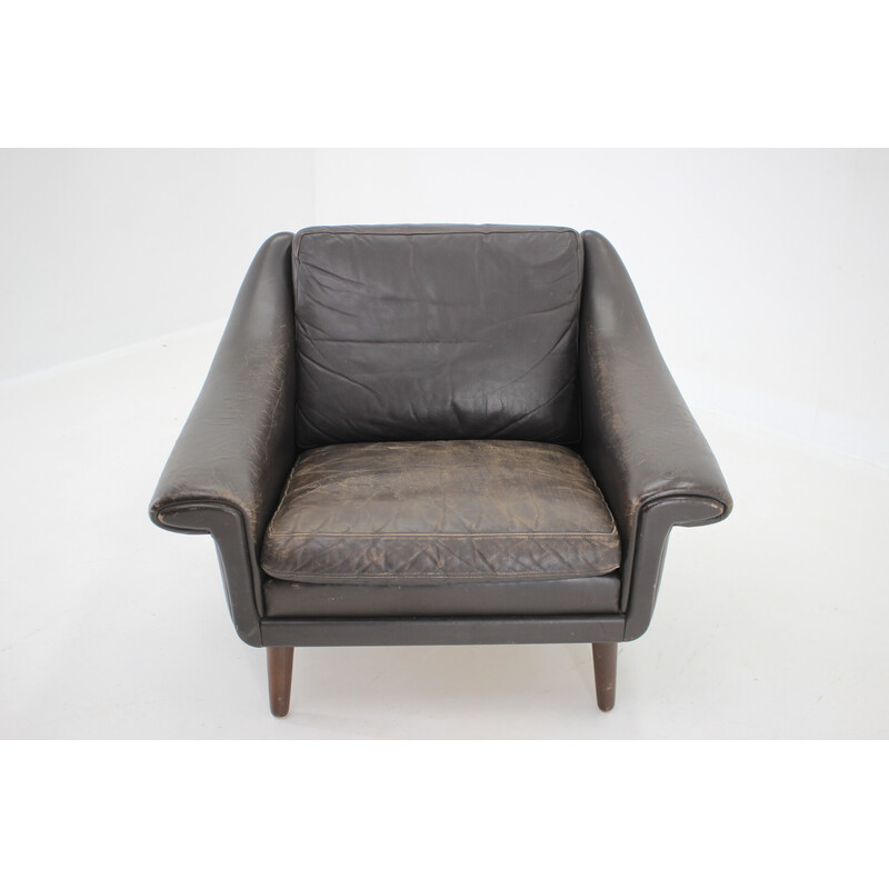 Vintage ''Matador" leather Danish armchair by Aage Christiansen, 1960s