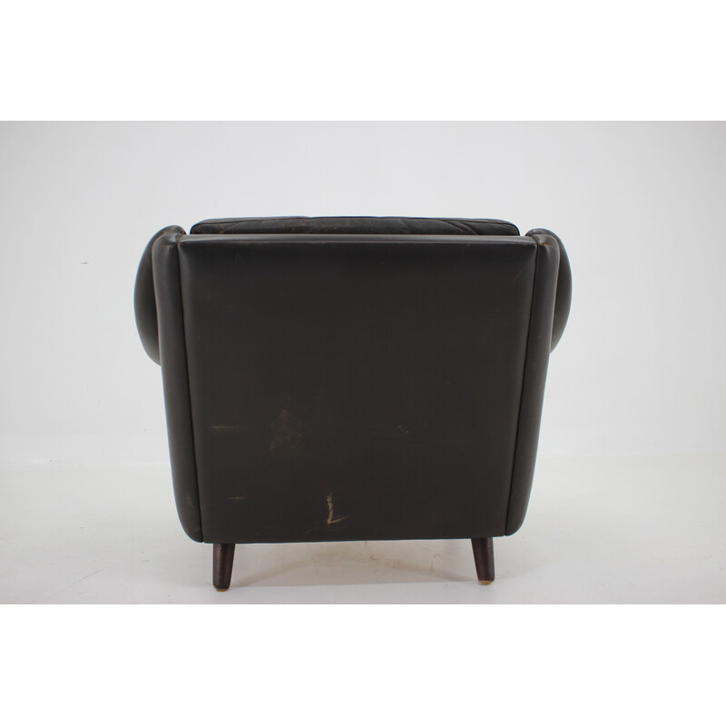 Vintage ''Matador" leather Danish armchair by Aage Christiansen, 1960s