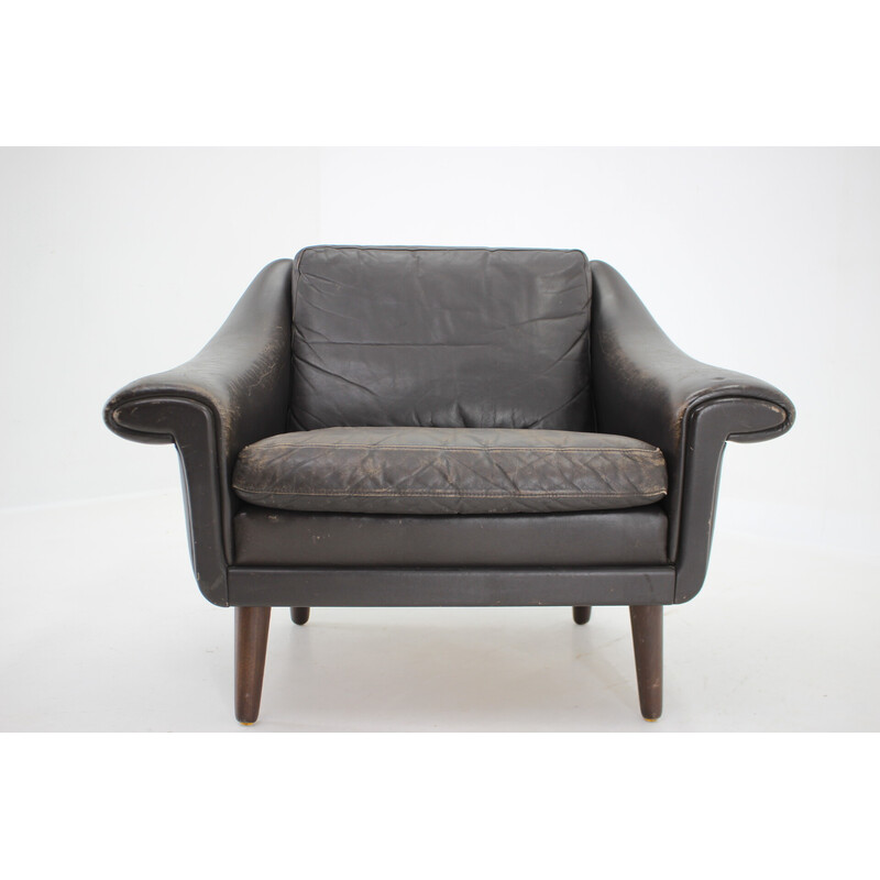 Vintage ''Matador" leather Danish armchair by Aage Christiansen, 1960s