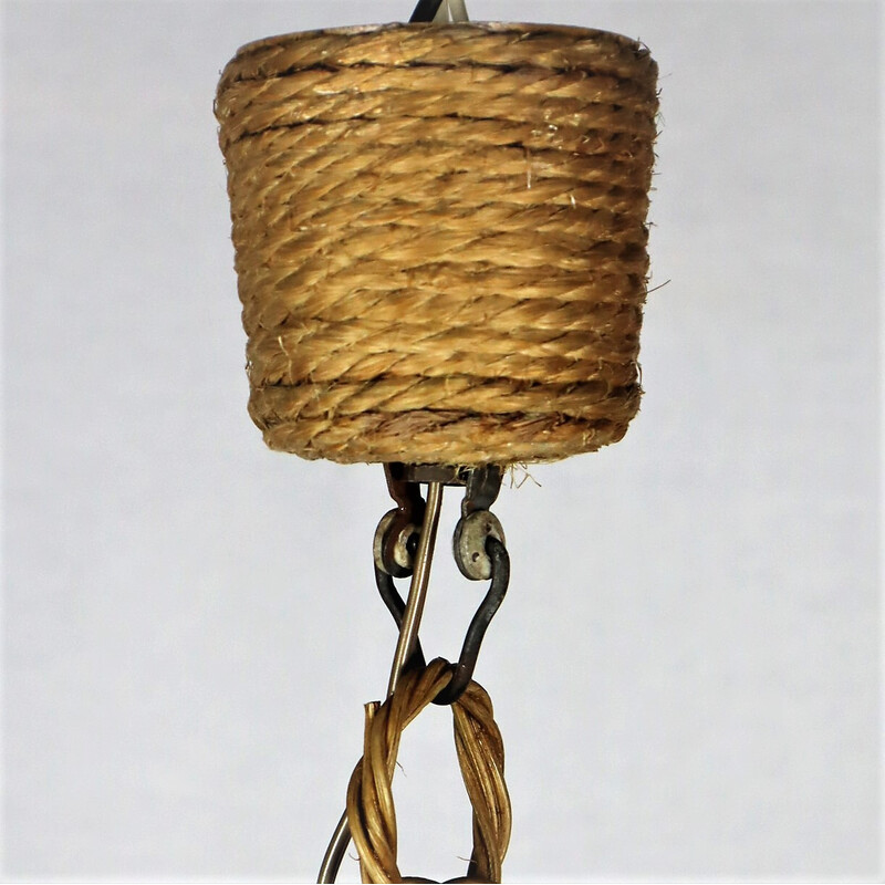 Suspension vintage en corde par Audoux-Minet, 1950