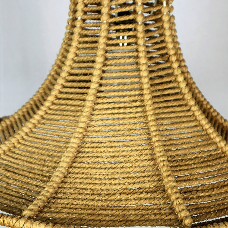 Vintage rope pendant lamp by Audoux-Minet, 1950