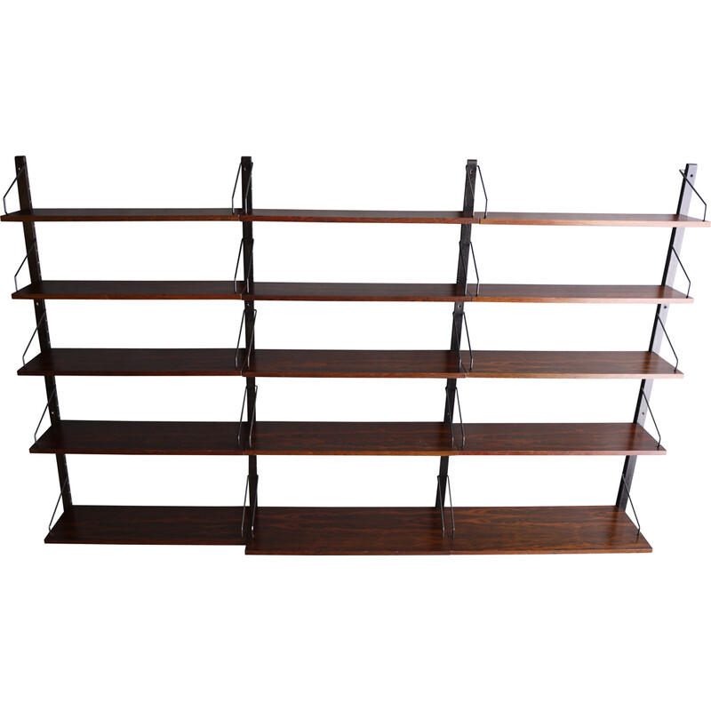 Vintage rosewood modular wall shelving unit shelves by Poul Cadovius, 1960s