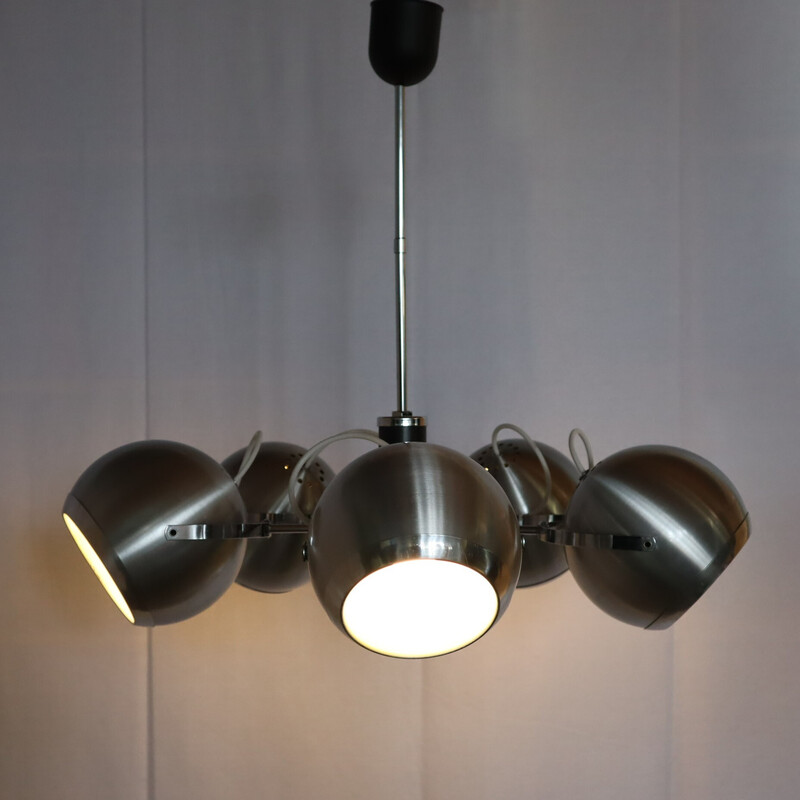 Pair of vintage metal Eyeball pendant lamps, 1960