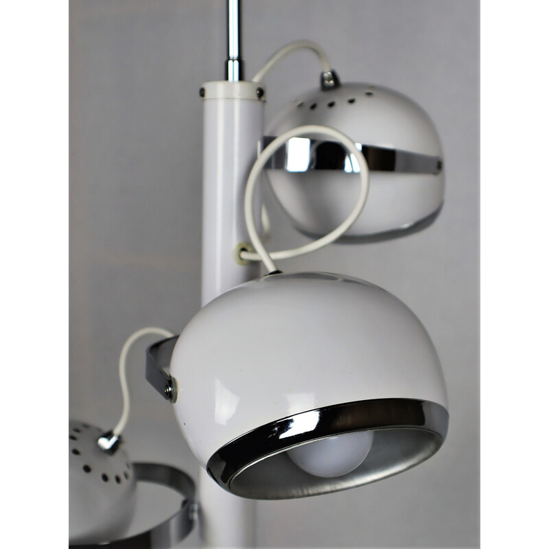 Vintage Eyeball pendant lamp with 3 white lacquered reflectors, 1960