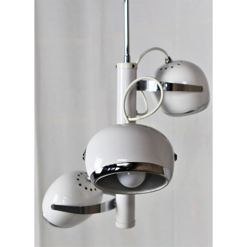 Vintage Eyeball pendant lamp with 3 white lacquered reflectors, 1960