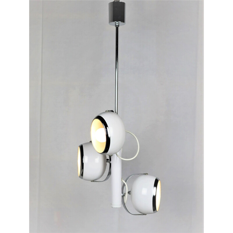 Vintage Eyeball pendant lamp with 3 white lacquered reflectors, 1960