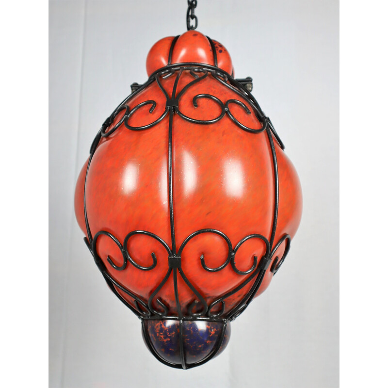 Vintage Venetian lantern in blown Murano glass, 1970