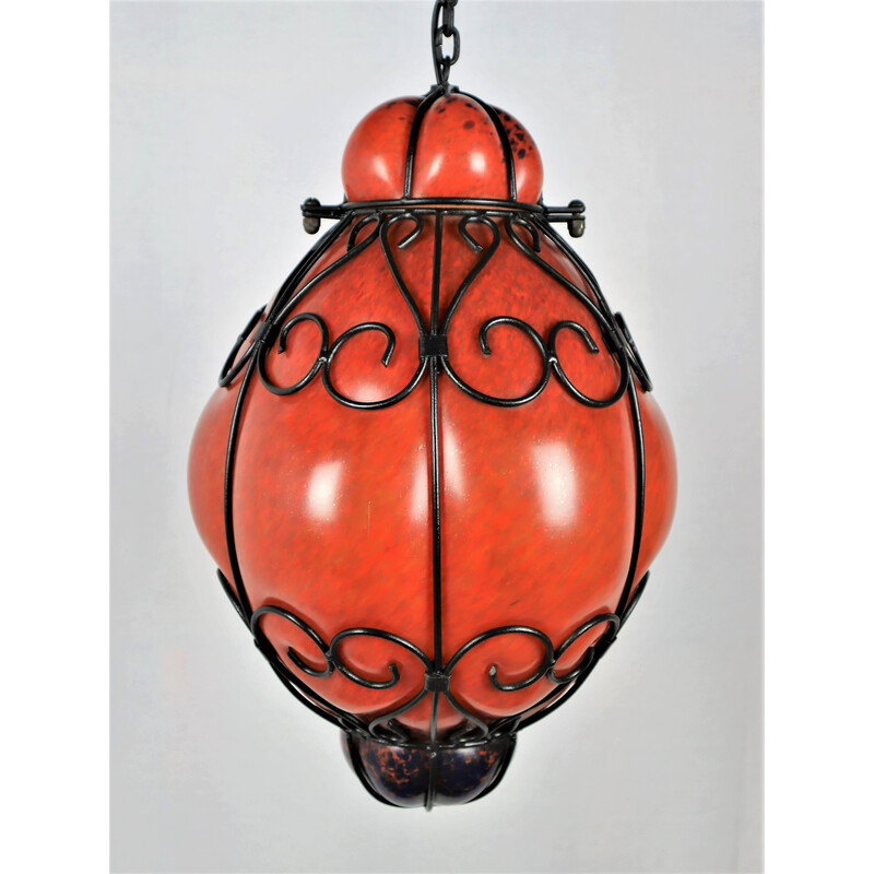 Vintage Venetian lantern in blown Murano glass, 1970