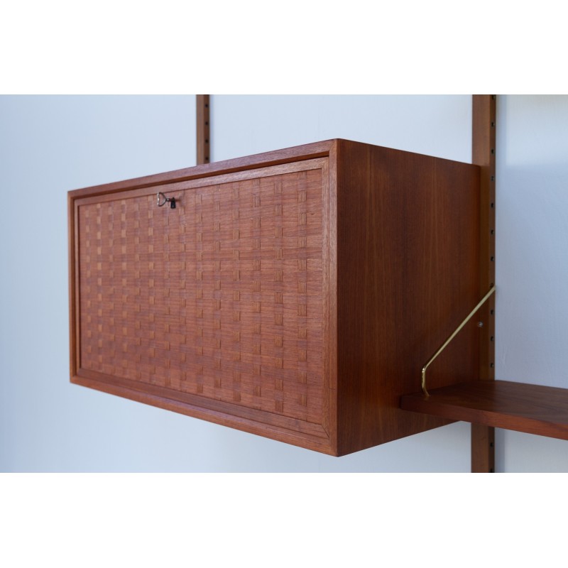 Parete attrezzata modulare vintage in teak di Poul Cadovius per Cado, Danimarca 1960