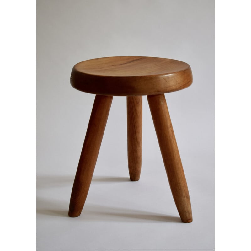 Vintage Berger stool in walnut by Charlotte Perriand for Steph Simon, 1965