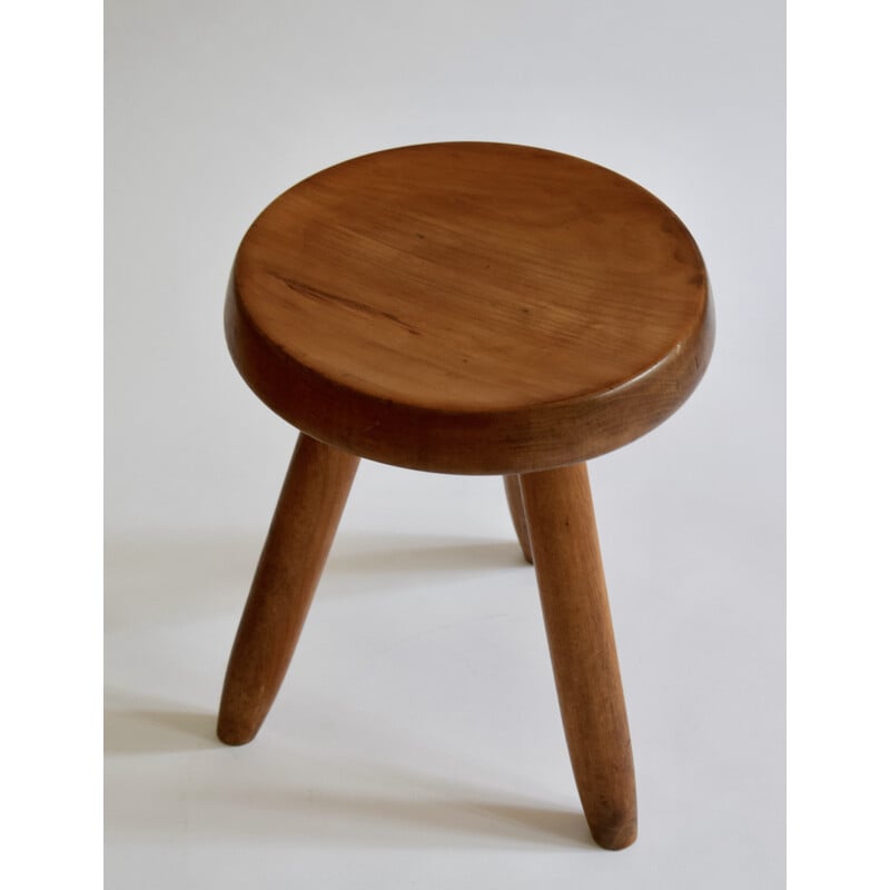 Vintage Berger stool in walnut by Charlotte Perriand for Steph Simon, 1965