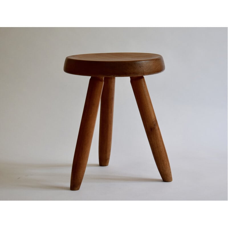 Vintage Berger stool in walnut by Charlotte Perriand for Steph Simon, 1965