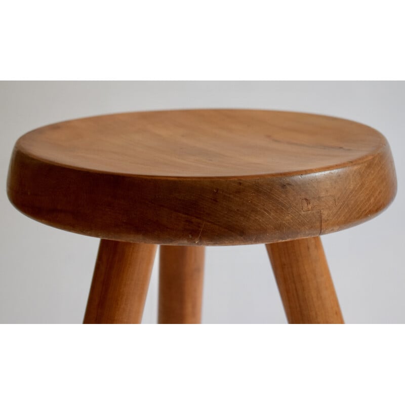 Vintage Berger stool in walnut by Charlotte Perriand for Steph Simon, 1965