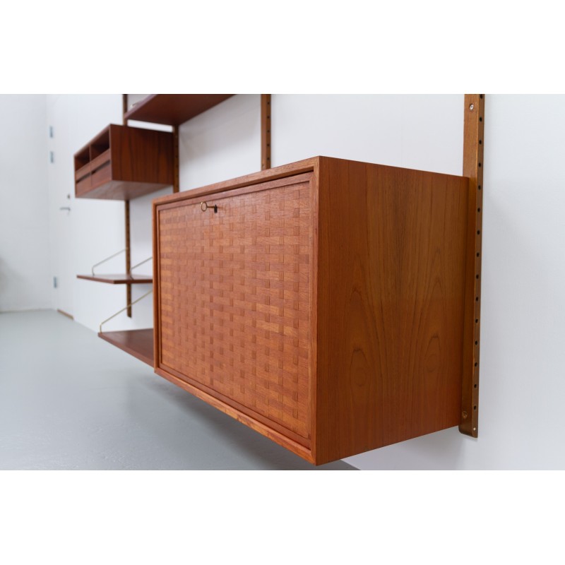 Parete attrezzata modulare vintage in teak di Poul Cadovius per Cado, Danimarca 1960