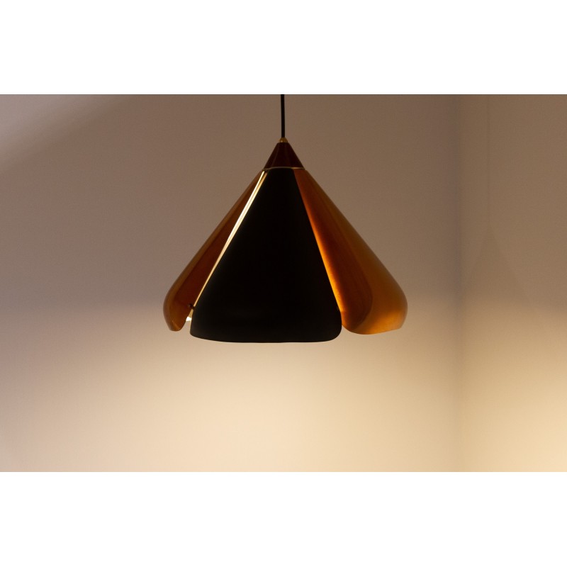 Vintage pendant lamp in copper and black, Denmark 1960