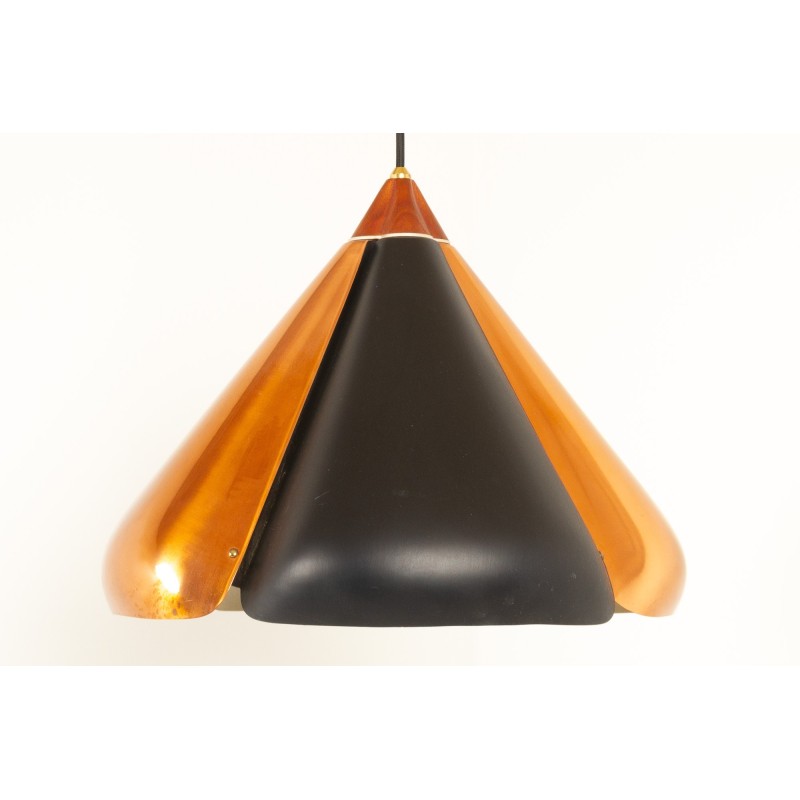 Vintage pendant lamp in copper and black, Denmark 1960