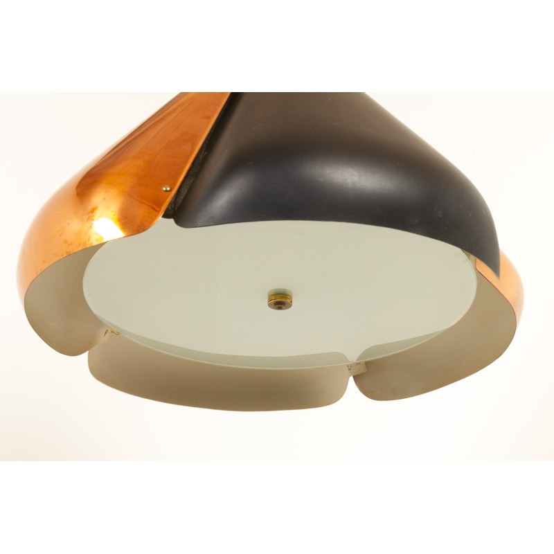 Vintage pendant lamp in copper and black, Denmark 1960