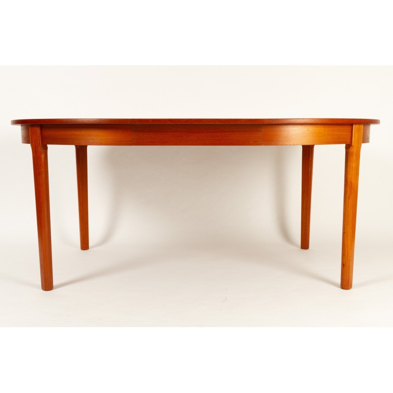 Vintage uittrekbare ronde tafel in teak, Denemarken 1960