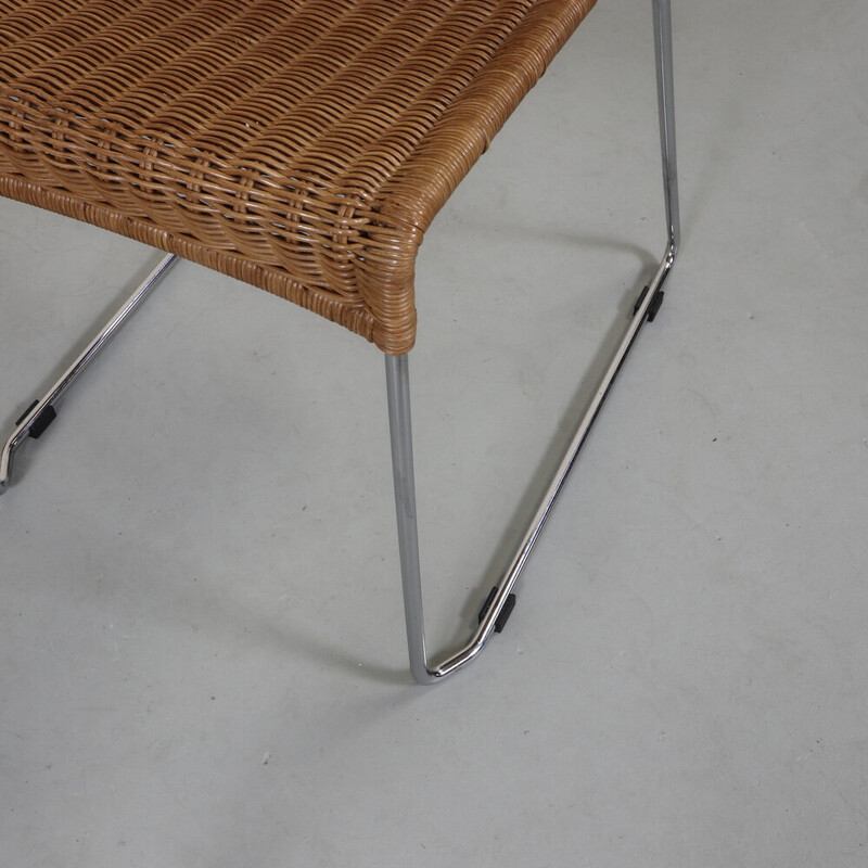 Pair of vintage chrome and cane chairs