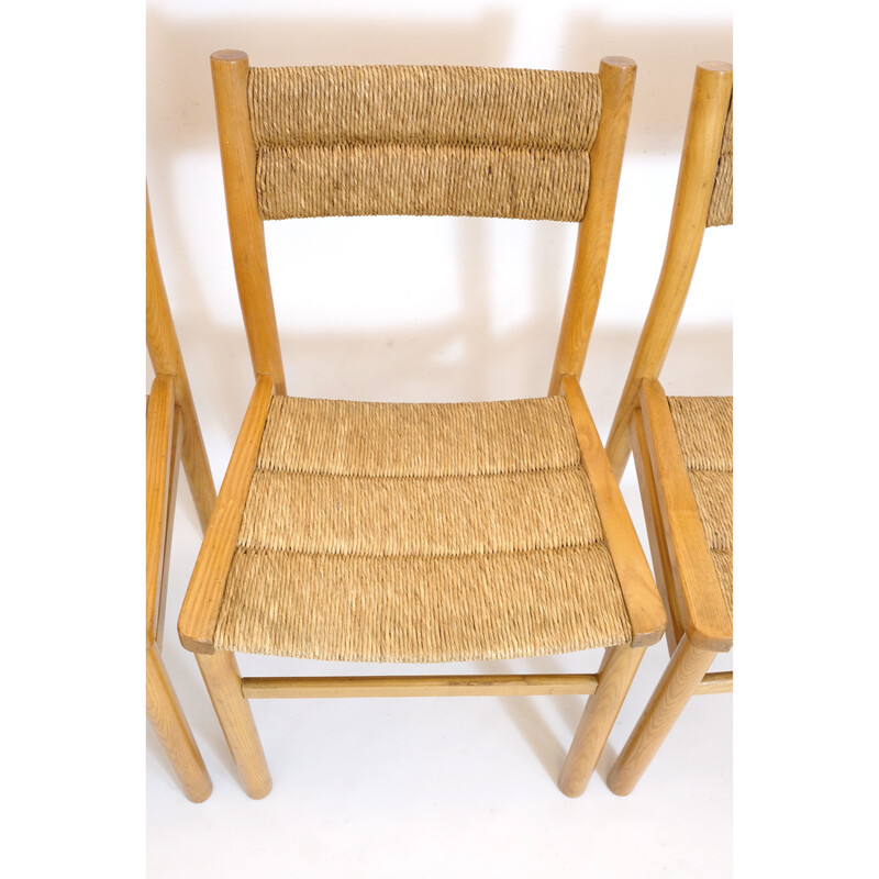 Conjunto de 4 cadeiras de pinho vintage Week-End de Pierre Gautier Delaye, 1960