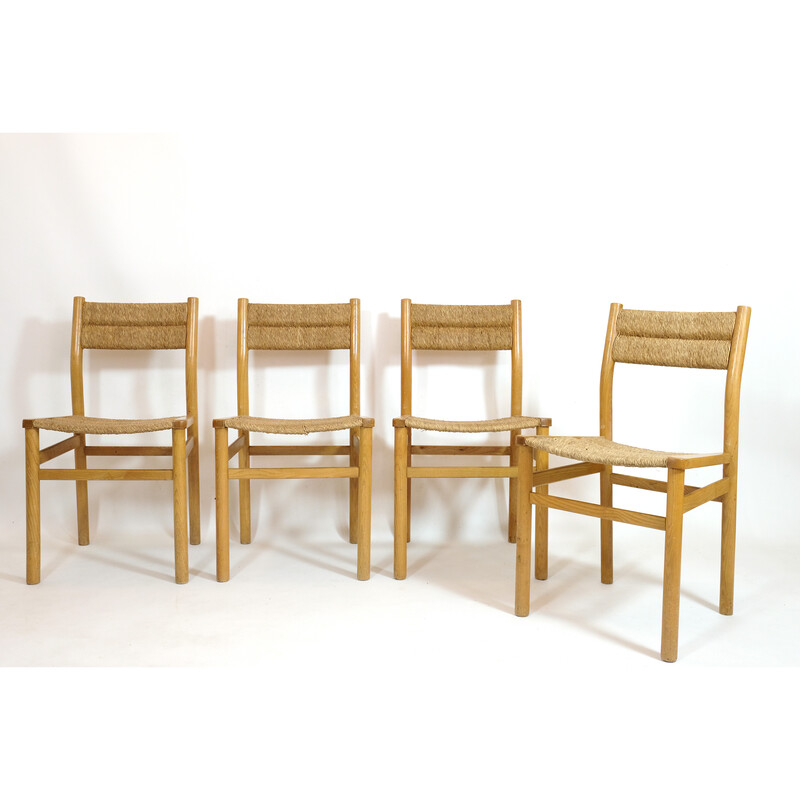Set of 4 vintage pine chairs Week-End by Pierre Gautier Delaye, 1960
