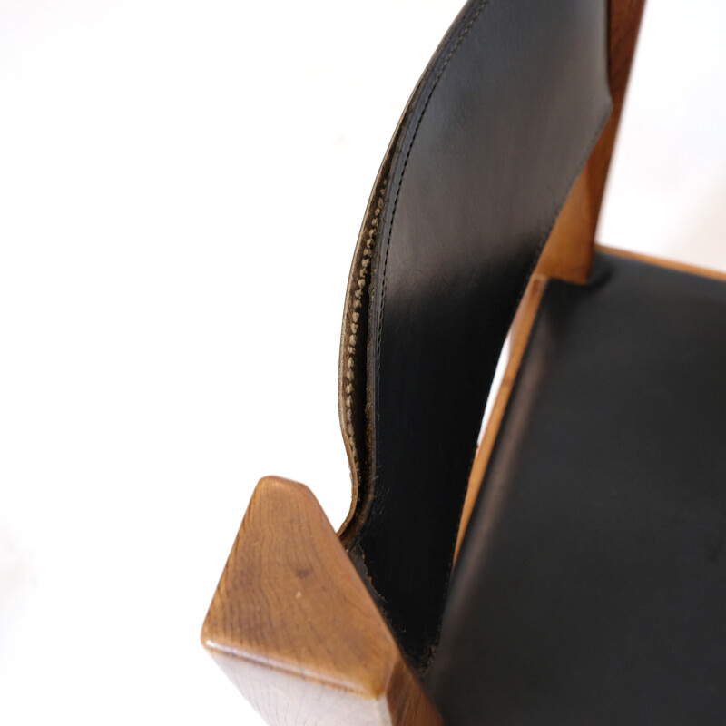 Chaise vintage en cuir et orme massif de l’Orme Éditeur, 1970