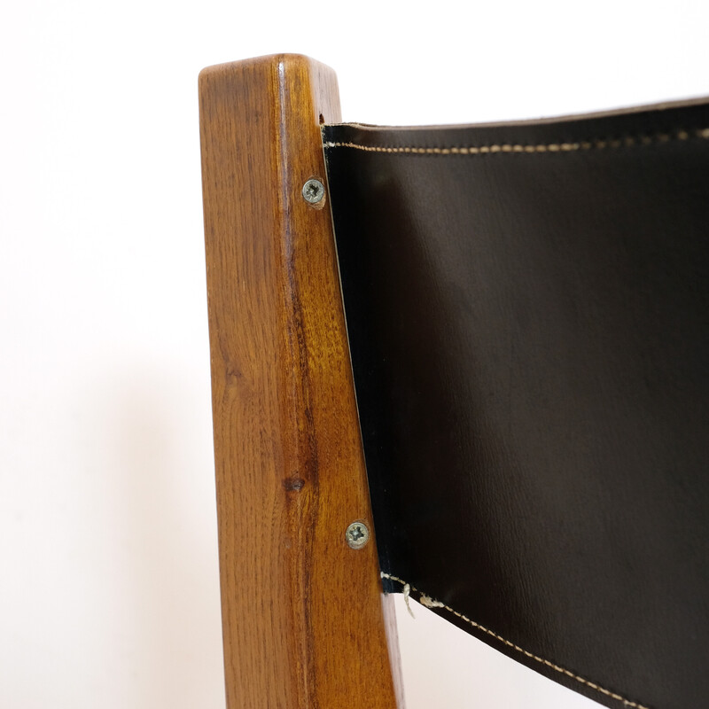 Vintage chair in leather and solid elm from l'Orme Éditeur, 1970