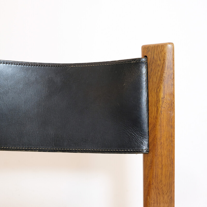 Vintage chair in leather and solid elm from l'Orme Éditeur, 1970