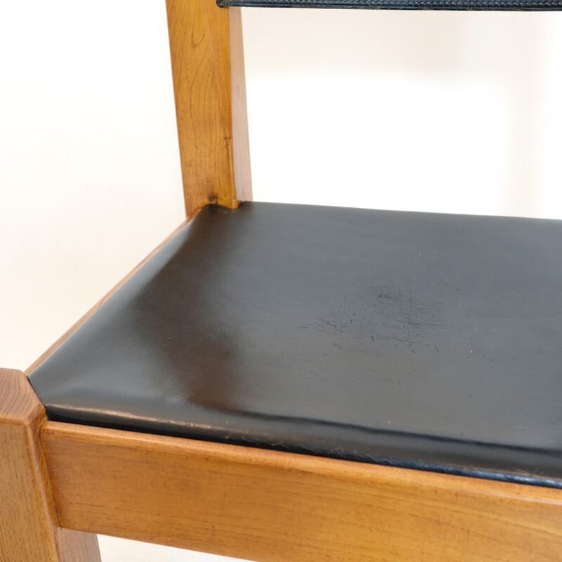 Vintage chair in leather and solid elm from l'Orme Éditeur, 1970