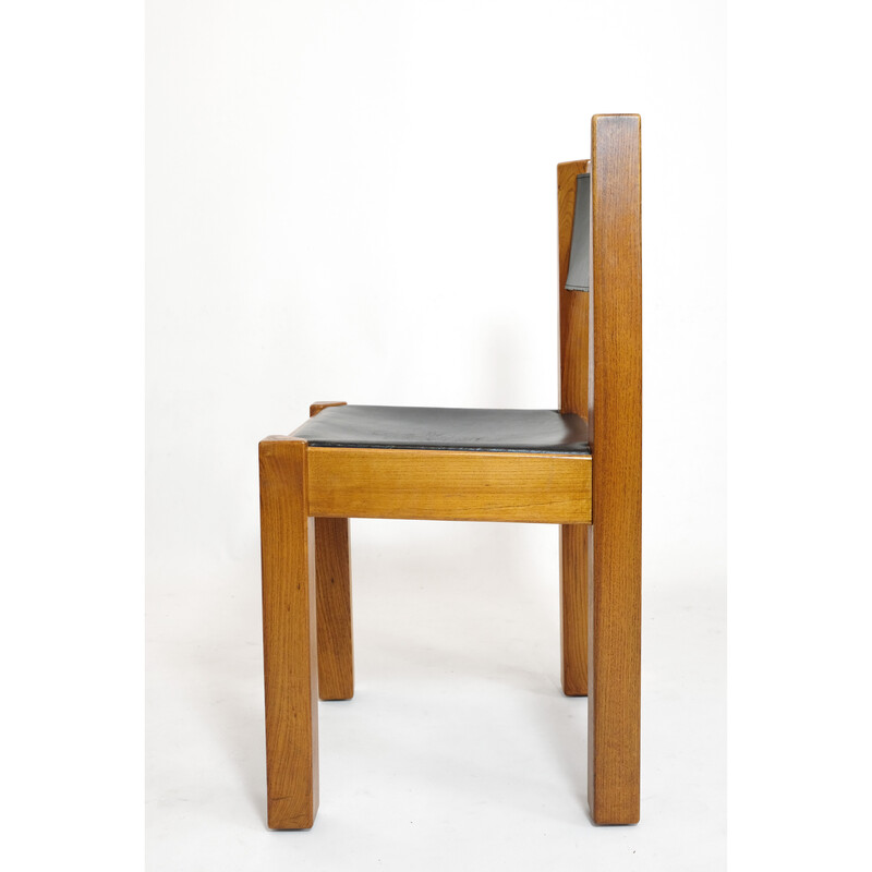 Vintage chair in leather and solid elm from l'Orme Éditeur, 1970