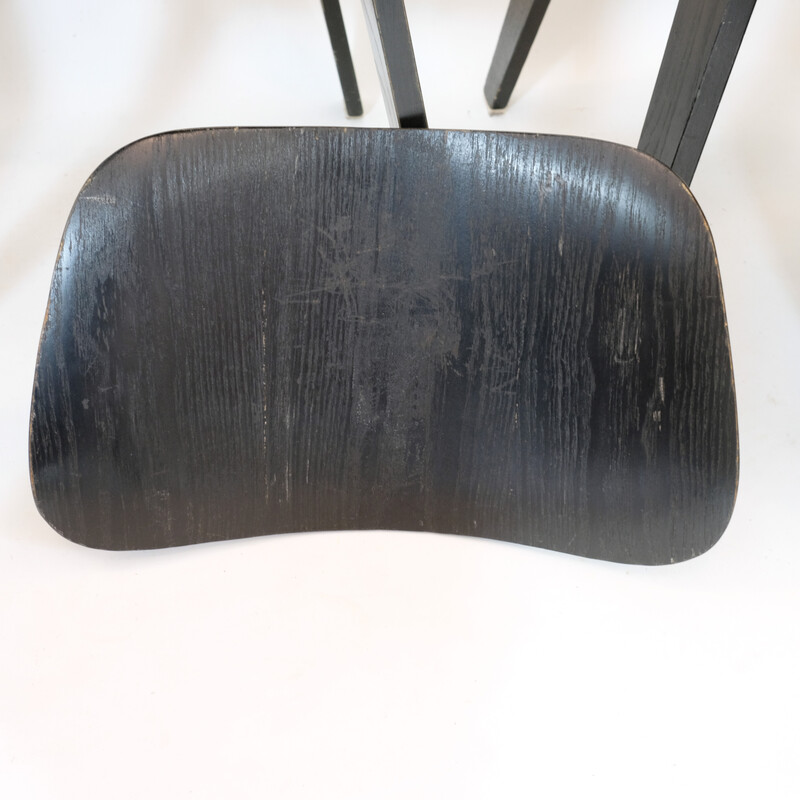 Juego de 4 sillas vintage de madera contrachapada y madera de Charles y Ray Eames, 1950