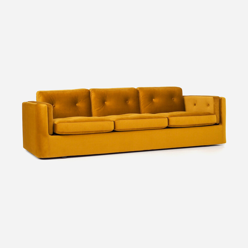 Vintage Scandinavian sofa Bergen mustard velvet
