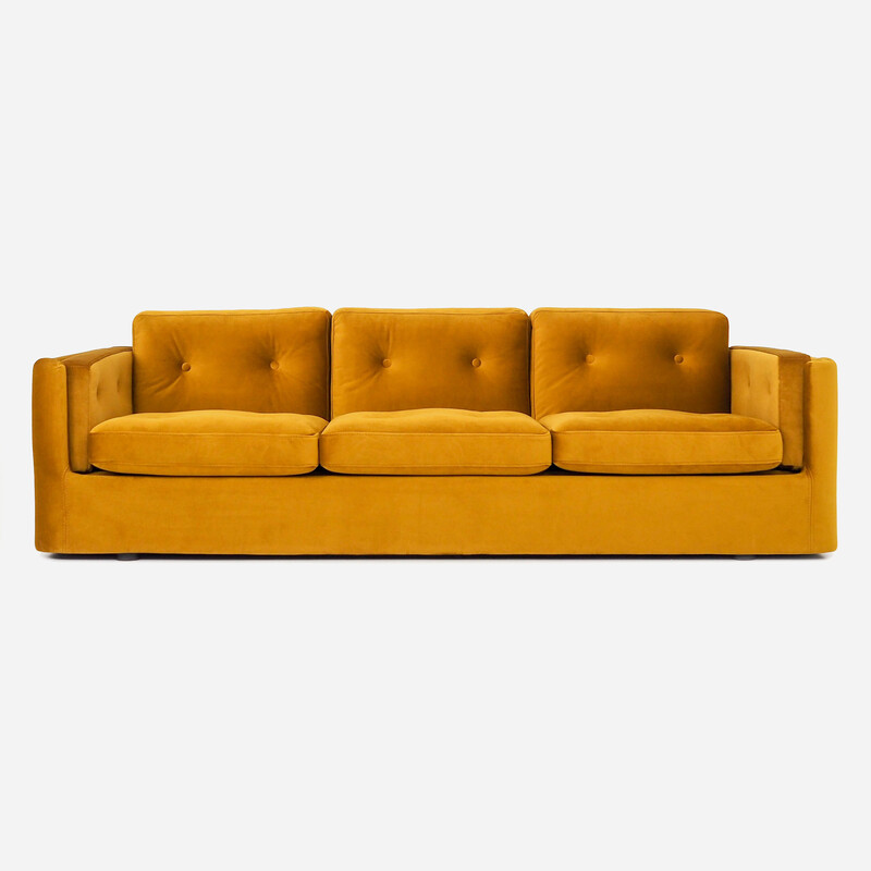 Vintage Scandinavian sofa Bergen mustard velvet