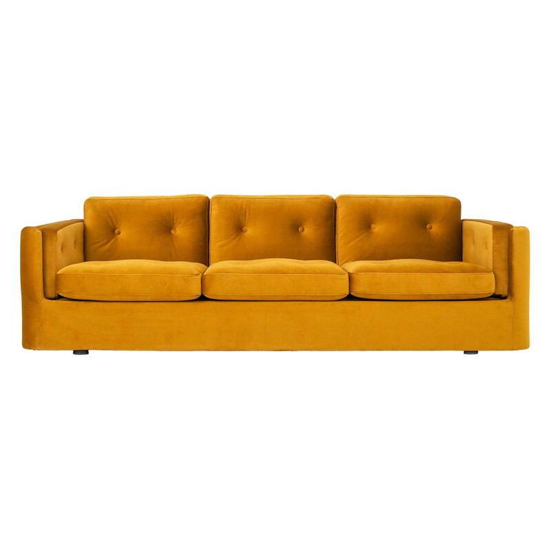 Vintage Scandinavian sofa Bergen mustard velvet