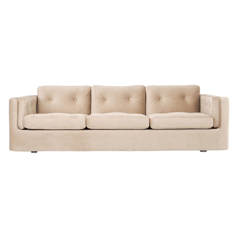 Canapé scandinave vintage Bergen en velours beige