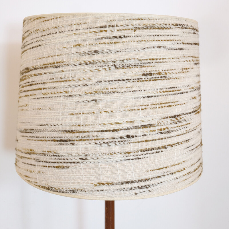 Vintage teak floor lamp with wool shade, Denmark 1960-1970