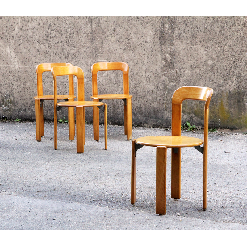 Lot de 4 chaises en hêtre de Bruno Rey - 1970