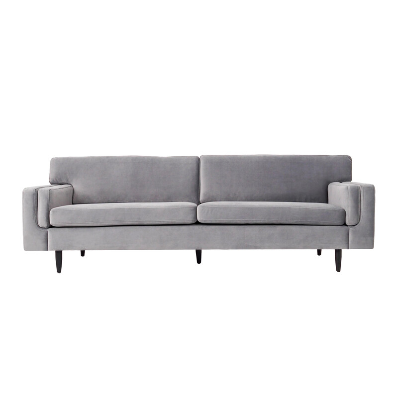 Vintage Scandinavian sofa Helsinki in silver velour