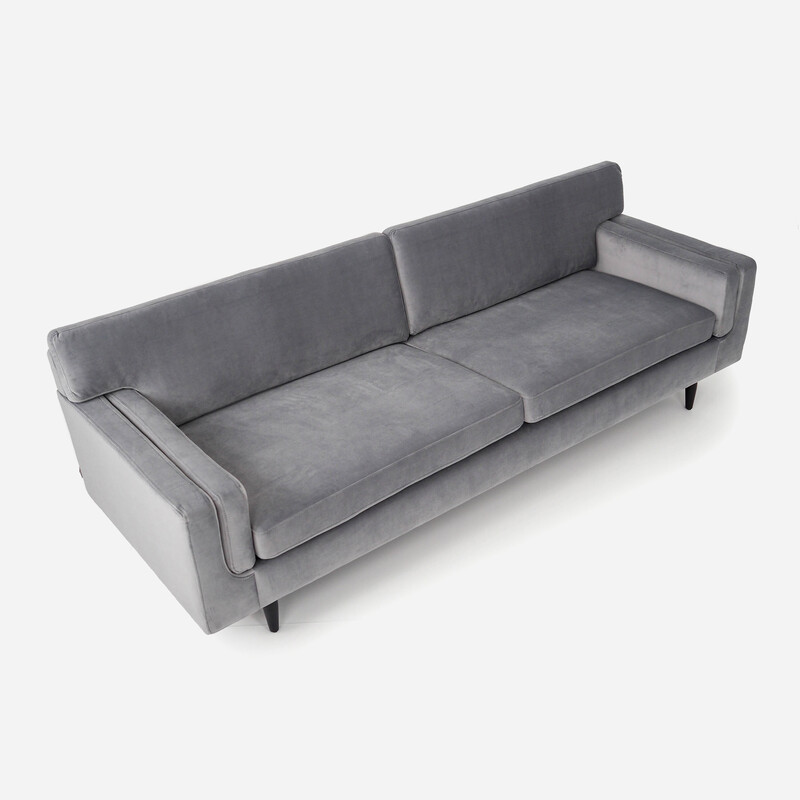 Vintage Scandinavian sofa Helsinki in silver velour