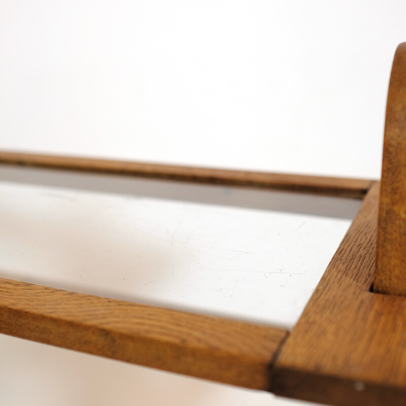 Vintage oakwood and glass serving table, 1950-1960