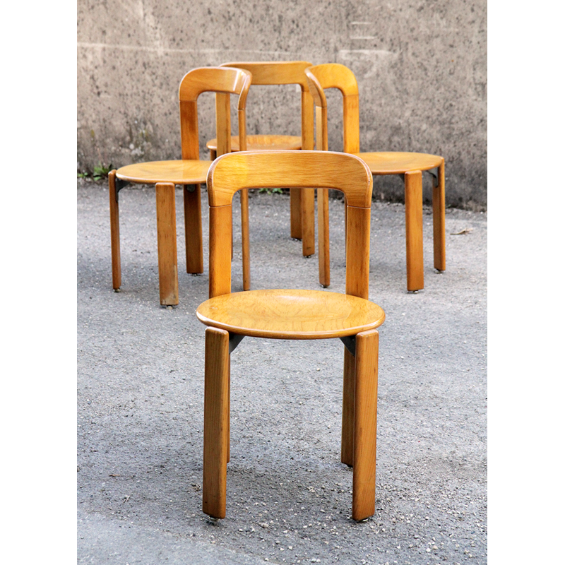 Lot de 4 chaises en hêtre de Bruno Rey - 1970