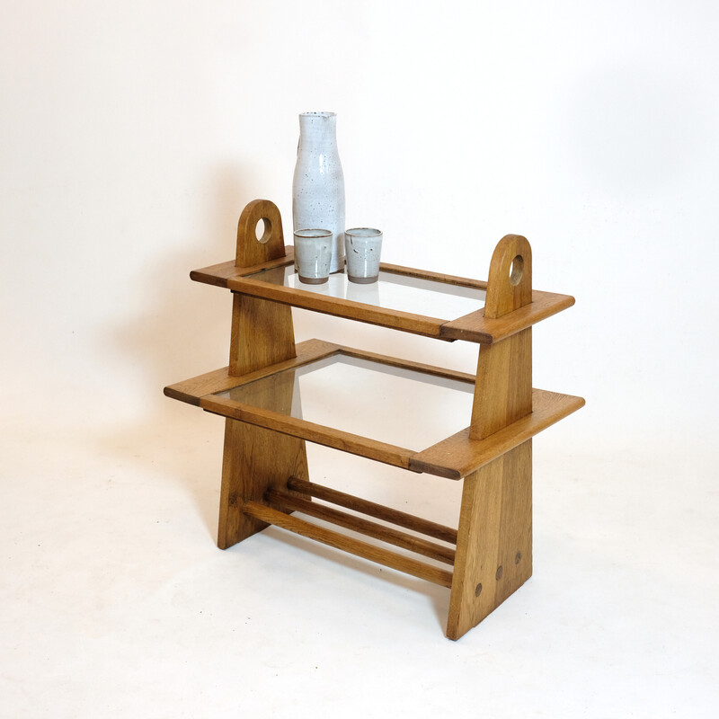 Vintage eiken en glazen dressoir, 1950-1960